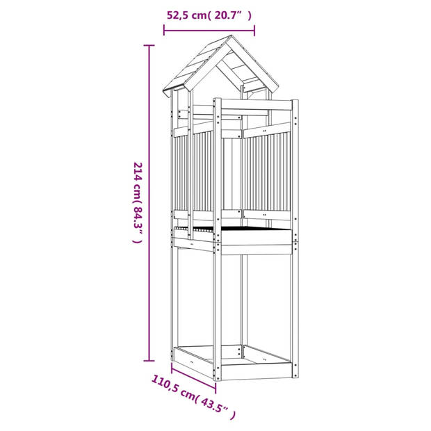 vidaXL Speeltoren 52,5x110,5x214 cm massief grenenhout