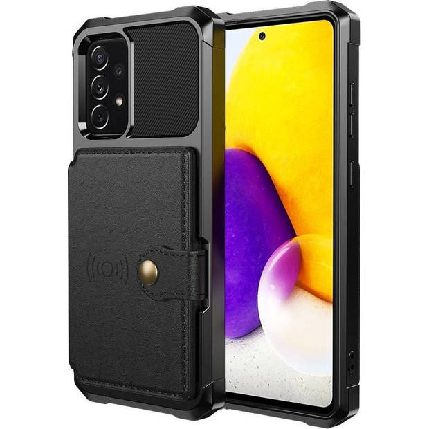 Portemonnee Hoesje voor de Samsung Galaxy A52 / A52S - 3 in 1 Back Cover met Pasjeshouder Zwart