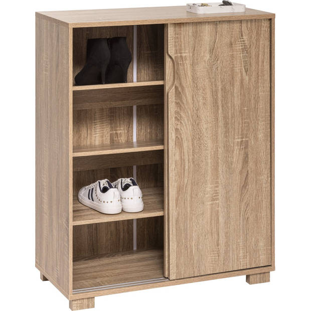 Schoenenkast met Schuifdeur voor 16 paar schoenen - 75x35,5x72cm - Bruin