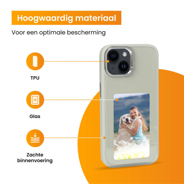 R2B Foto Hoesje geschikt voor iPhone 14 - Incl. Screenprotector - E-ink Telefoonhoesje met eigen foto incl. App - Grijs