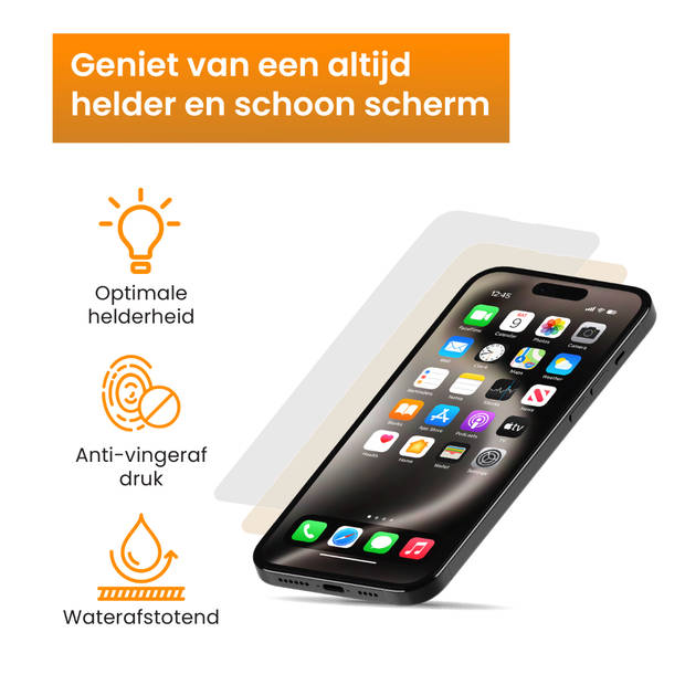 R2B Screenprotector geschikt voor iPhone 16 Pro Max - 2 Stuks - Incl Installatieframe & Reinigingskit - Screenprotectors