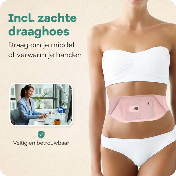 Zenwave Elektrische Kruik met Hoes - Digitaal Display - Warmtekruik & Waterkruik Baby - Oplaadbare Warmtekussen Roze