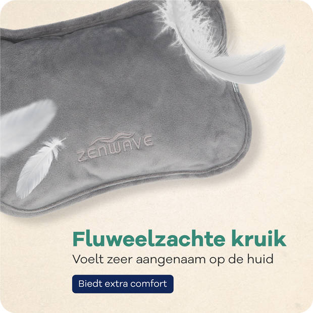 Zenwave Elektrische Kruik met Hoes - Digitaal Display - Warmtekruik & Waterkruik Baby - Oplaadbare Warmtekussen Grijs