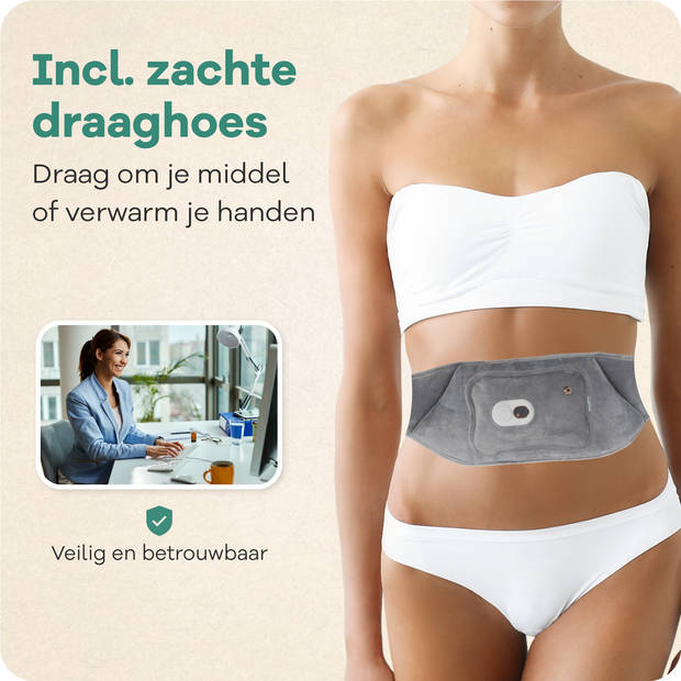 Zenwave Elektrische Kruik met Hoes - Digitaal Display - Warmtekruik & Waterkruik Baby - Oplaadbare Warmtekussen Grijs