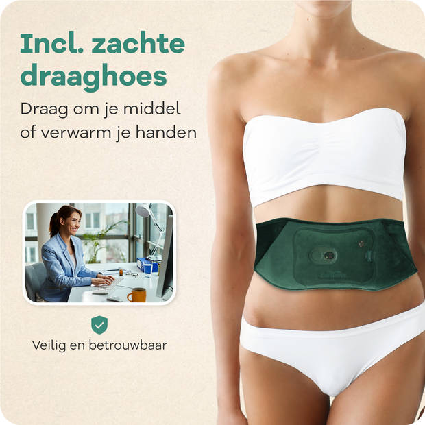 Zenwave Elektrische Kruik met Hoes - Digitaal Display - Warmtekruik & Waterkruik Baby - Oplaadbare Warmtekussen Groen