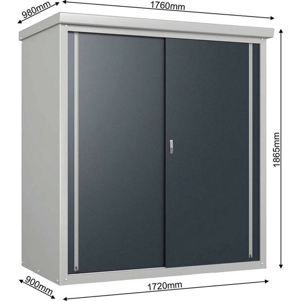 Metalen Tuinkast Trimetals Guardian TM03000 Grijs 98x172x187 cm Incl. 2 planken