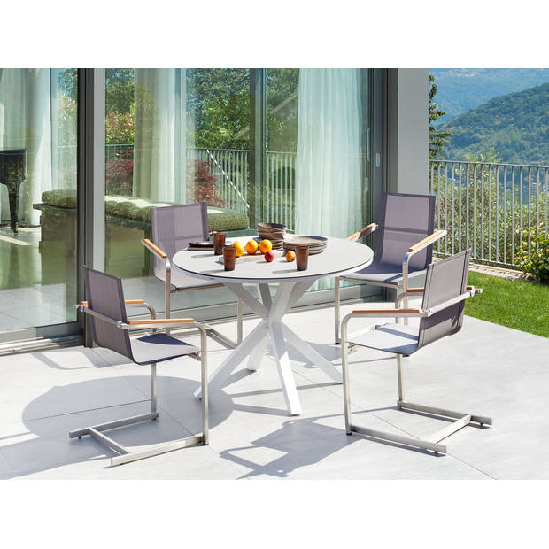 Beliani MALETTO/COSOLETO - Tuintafelset-Grijs-Aluminium, Polyester