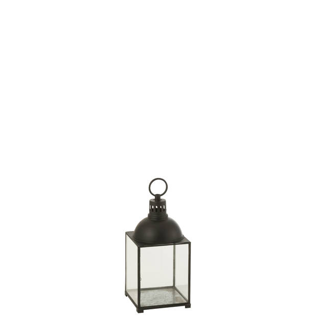 J-line - Lantaarn Hagrid Glas/ijzer Zwart Small - 24x24x57cm