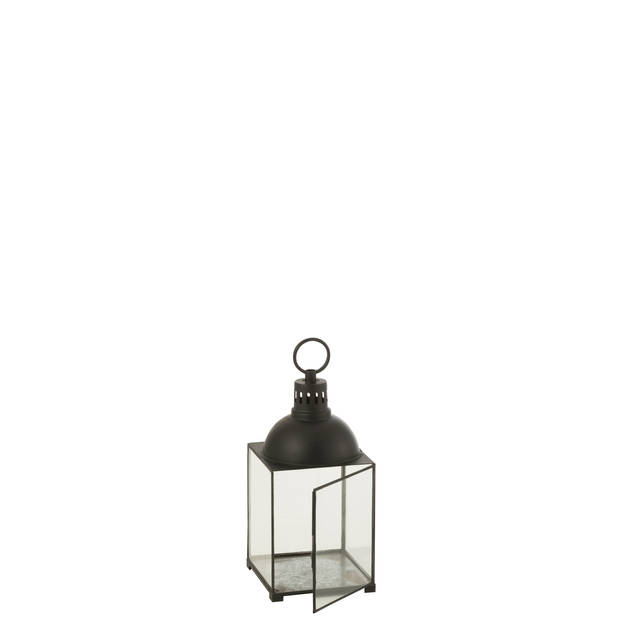 J-line - Lantaarn Hagrid Glas/ijzer Zwart Small - 24x24x57cm