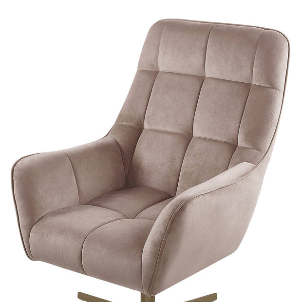 Beliani MOLLE - Fauteuil-Beige-Fluweel