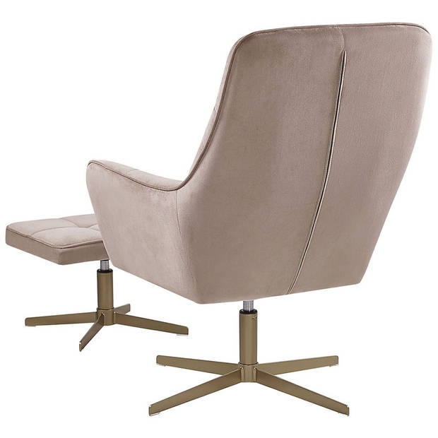 Beliani MOLLE - Fauteuil-Beige-Fluweel