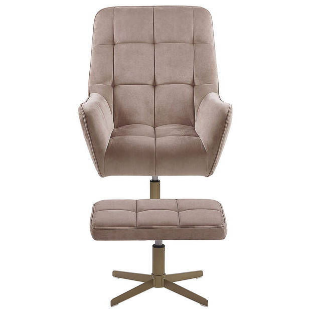 Beliani MOLLE - Fauteuil-Beige-Fluweel