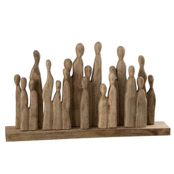 J-line - Grote Groep Figuren Hout Naturel - 61.5x10.5x36cm