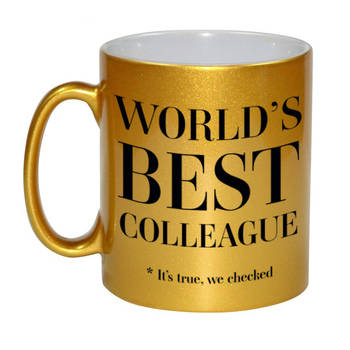 Gouden Worlds best colleague cadeau koffiemok / theebeker 330 ml - Cadeau mokken - feest mokken