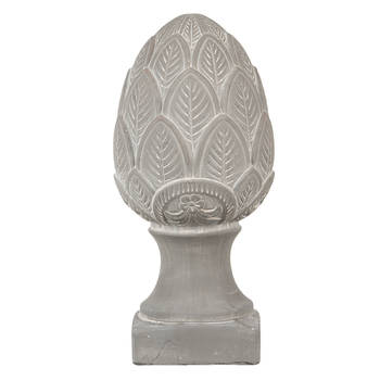 HAES DECO - Beeld Dennenappel Ø 16x33 cm Grijs Steen Kerstdecoratie beeld decoratie Decoratieve Accessoires