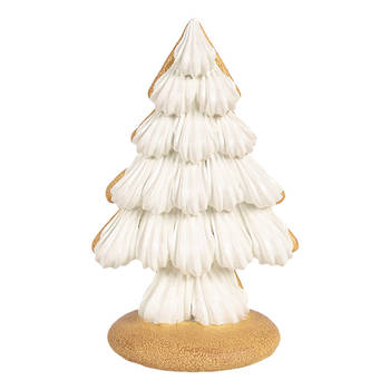 HAES DECO - Kerstdecoratie Kerstbomen 13x10x21 cm Beige Kunststof