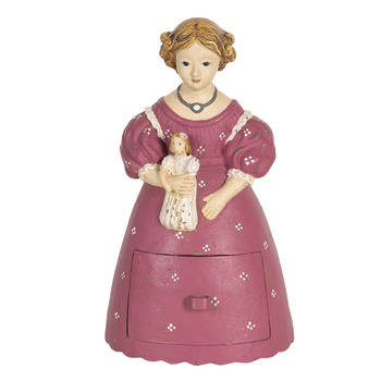 HAES DECO - Beeld Vrouw 20 cm Roze Kunststof Woonaccessoires beeld decoratie Decoratieve Accessoires