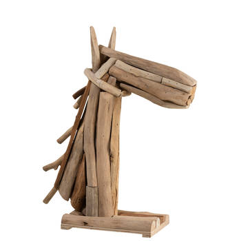 J-line - Paardenkop Stukken Hout Naturel - 24.75x10.5x28.75cm