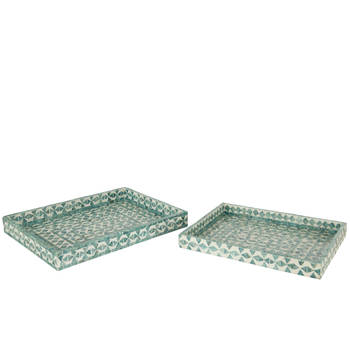 J-line - Set Van 2 Plateau Parel Azur - 45.5x35x5cm