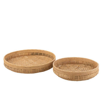 J-line - Set Van 2 Schalen Rond Rotan Naturel - 52x52x14.5cm