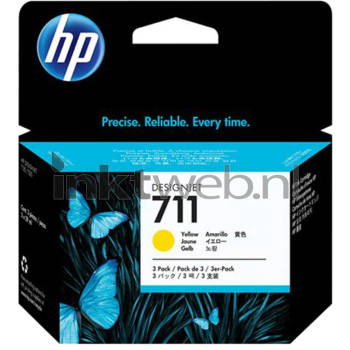 HP 711 3-pack geel cartridge