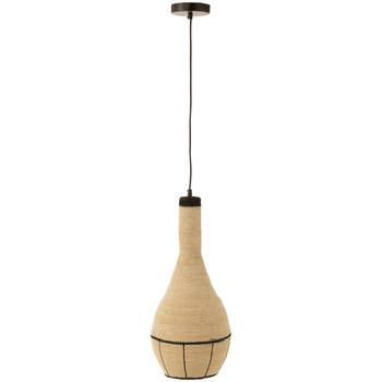 J-line - Hangende Lamp Peer Lijnen Zeegras Naturel/zwart - 24x24x56cm