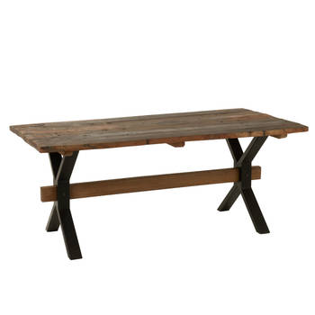 J-line - Eettafel Verouderd Hout Bruin - 180x89x76cm