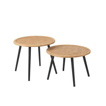 J-line - Set Van Twee Bijzettafel Bamboo Naturel - 67x67x56.5cm