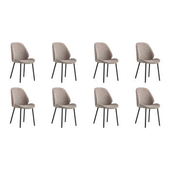 Lewis & Loft Eetkamerstoelen Lola - Polyester - Staal - Grijs - Set van 8