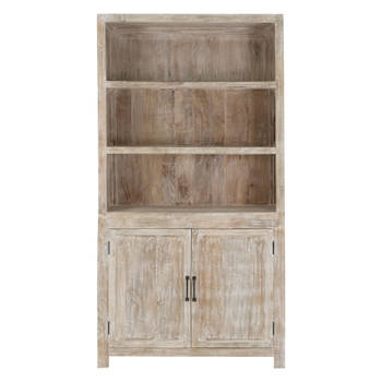 Multifunctionele kast 110x210x45 cm mangohout naturel/wit WOMO-Design