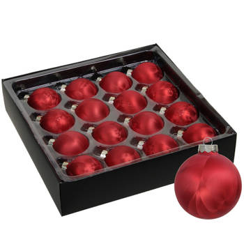 Othmar Decorations Luxe kerstballen - 16x - 4 cm - rood - glas - Kerstbal