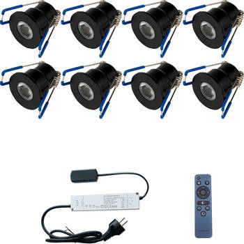 LED Veranda Spot Complete Set - Velvalux - 8 Stuks - 3W - Natuurlijk Wit 4000K - Dimbaar - Waterdicht IP65 - Inbouw -