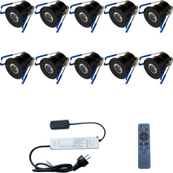 LED Veranda Spot Complete Set - Velvalux - 10 Stuks - 3W - Natuurlijk Wit 4000K - Dimbaar - Waterdicht IP65 - Inbouw -