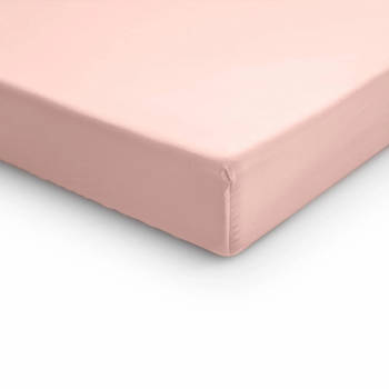 Droomtextiel Hoeslaken Topper - 100% Katoen Satijn 90x200 cm - Tot 12 cm Matrashoogte - Perfecte Pasvorm - Roze