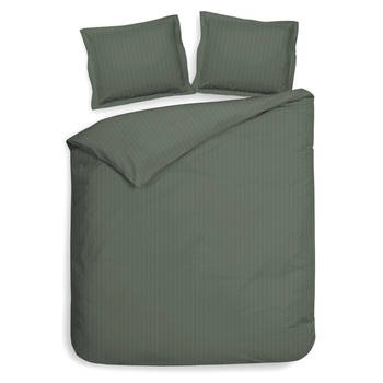 Heckettlane dekbedovertrek Satin Stripe - Mineraal Groen - Lits-jumeaux XL 260x200/220 cm