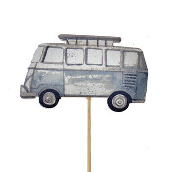 Clayre & Eef Plantensteker Bus 27 cm Grijs Hout Grijs