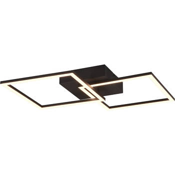 LED Plafondlamp - Plafondverlichting - Trion Square - 20W - Warm Wit 3000K - Vierkant - Mat Zwart - Metaal