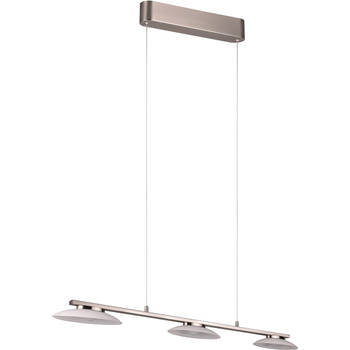 LED Hanglamp - Hangverlichting - Trion Tron - 9W - Warm Wit 3000K - 3-lichts - Dimbaar - Mat Nikkel - Metaal