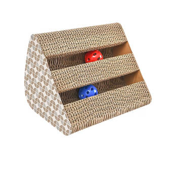 Intirilife interactieve krabplank kattenspeelgoed van bruin golfkarton met 27.5 x 23.5 x 17.5 cm formaat