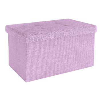 Intirilife opvouwbare kruk 49x30x30 cm in lotus rosa bank stoel met opbergruimte en deksel van stof opbergbox kist