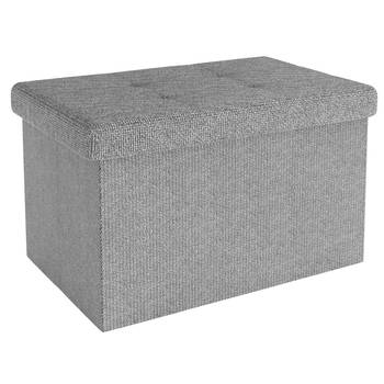 Intirilife opvouwbare bank 49x30x30 cm in grey kruk stoel poef met opbergruimte en bekleding van stof met verdiepingen