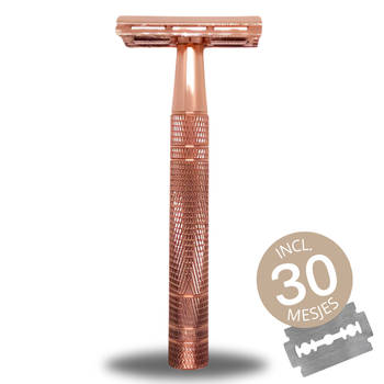 Coopley - Safety Razor - Met 30 Scheermesjes - Rosé Gold