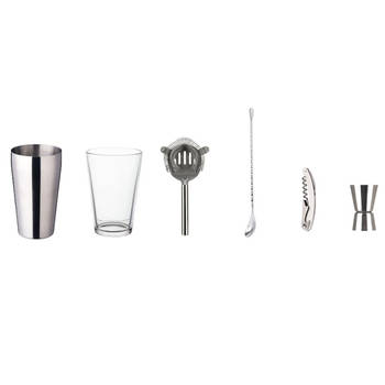 Decopatent® PRO Cocktail Shaker Set 6-delig - Rvs Barset met Glas en