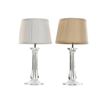 Bureaulamp Home ESPRIT Wit Beige Metaal 60 W 220 V 25 x 25 x 50 cm (2 Stuks)