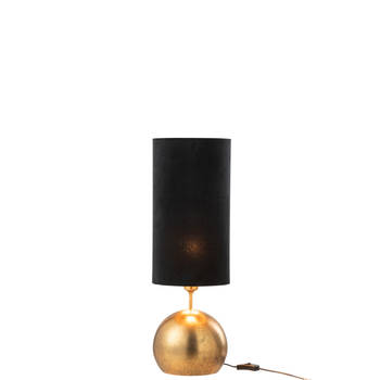 J-line - Lamp Bol Ijzer/fluweel Goud/zwart - 20.5x20.5x58cm