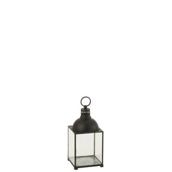 J-line - Lantaarn Hagrid Glas/ijzer Zwart Small - 24x24x57cm