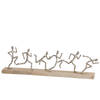 J-line - Figuur 6lopers Aluminium/hout Zilver/naturel - 67x9x20cm