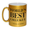 Gouden Worlds best colleague cadeau koffiemok / theebeker 330 ml - Cadeau mokken - feest mokken