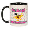 Bellatio Decorations Geslaagd cadeau mok - zwart/roze - Geslaagd Motherfucker - Ca. 300 ml - feest mokken