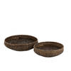 J-line - Set Van 2 Schalen Rond Rotan Zwart - 49.5x49.5x14cm